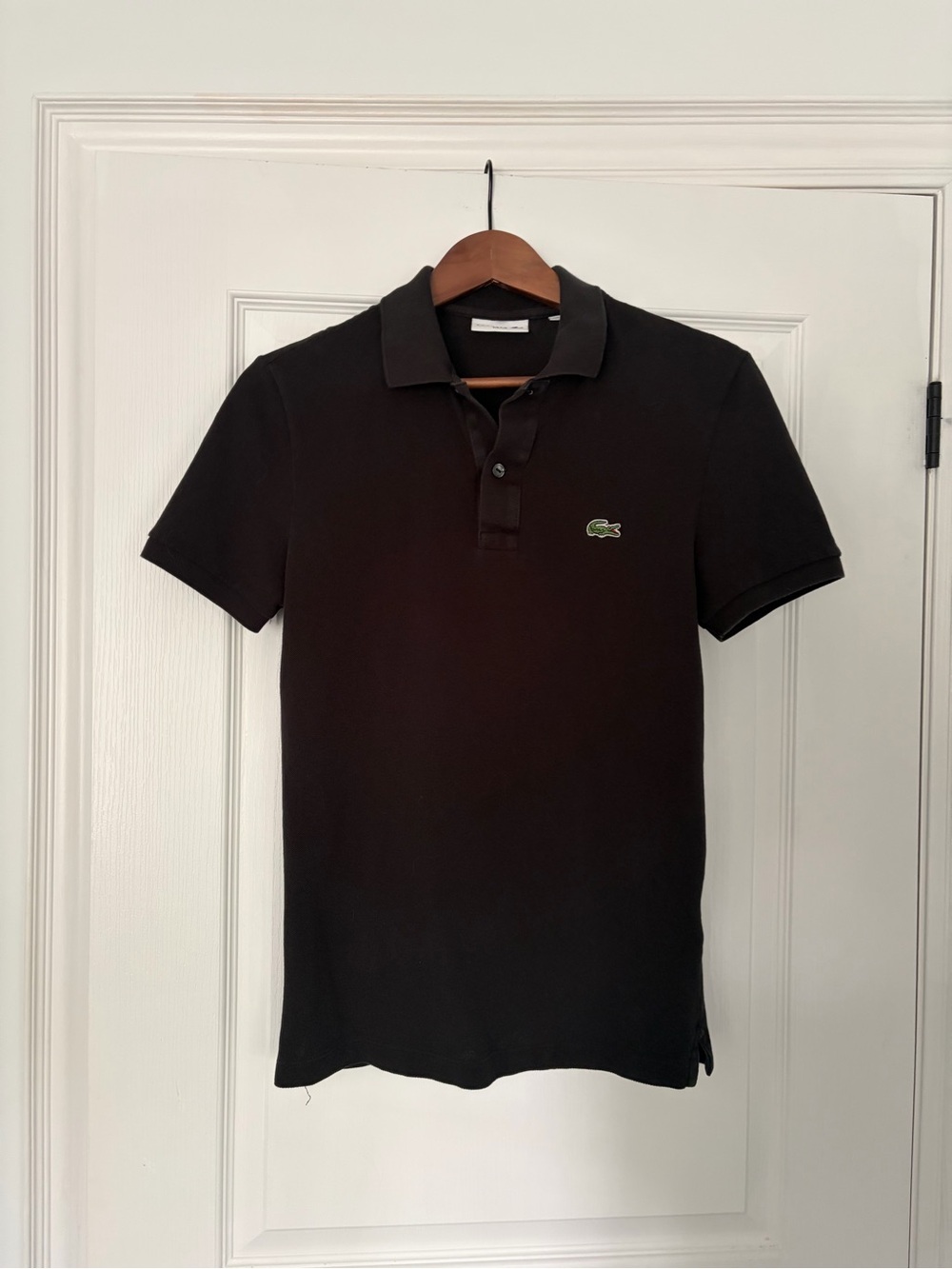 Lacoste Men's Black Polo with Green Crocodile Logo